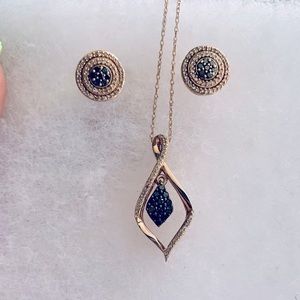 Kay Jewelers Rose Gold Black Diamond Set